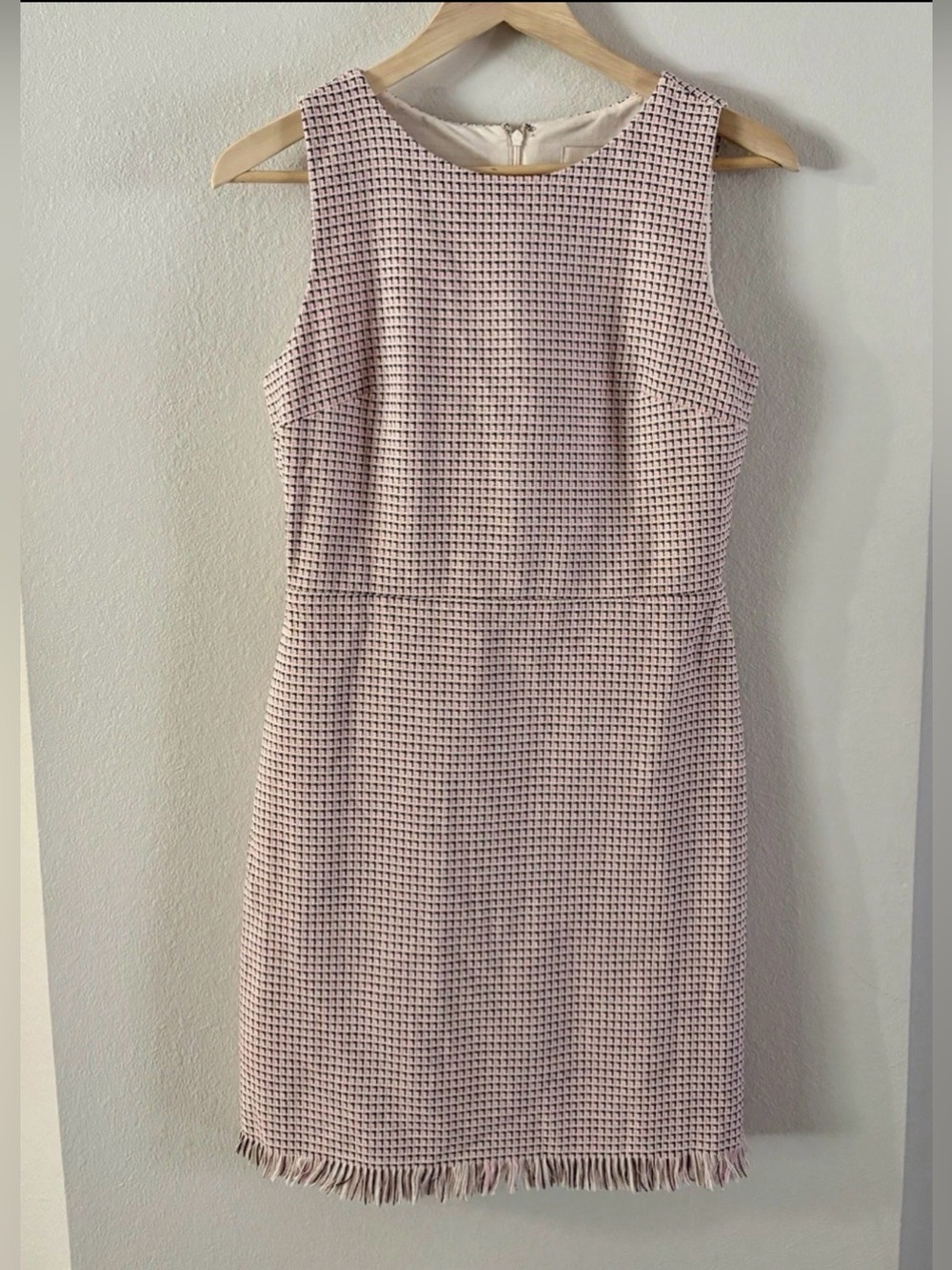 LOFT Sleeveless Pink Textured Midi Sheath Dress